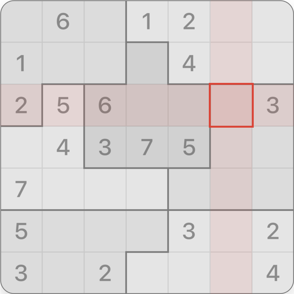 Chaos Sudoku with a highlighted row, column, and cell