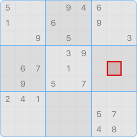 9x9 Sudoku with highlighted cell