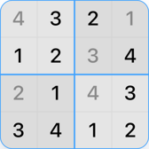 4x4 Sudoku puzzle with solved numbers
