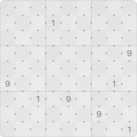 9x9 Comparison Sudoku Solution Step 1