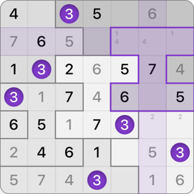 7x7 Jigsaw Sudoku solution step 11