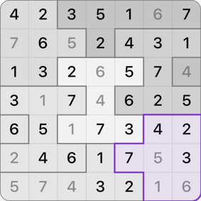 7x7 Jigsaw Sudoku solution step 12
