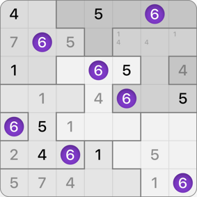 7x7 Jigsaw Sudoku solution step 7