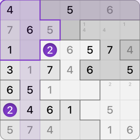 7x7 Jigsaw Sudoku solution step 9