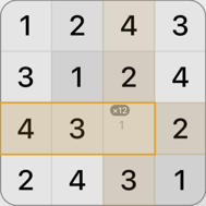 4x4 Kendoku puzzle with solved numbers