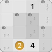 4x4 Kendoku puzzle solving step 8