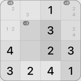 4x4 Kendoku puzzle solving step 9