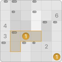A 6x6 Kendoku puzzle