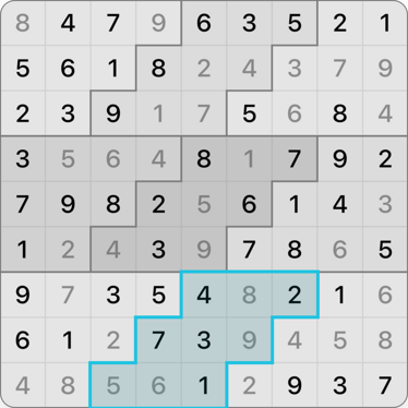 9x9 Stair Steps Sudoku puzzle solving guide final solution