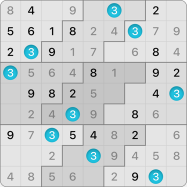 9x9 Stair Steps Sudoku puzzle solving guide step 11.2