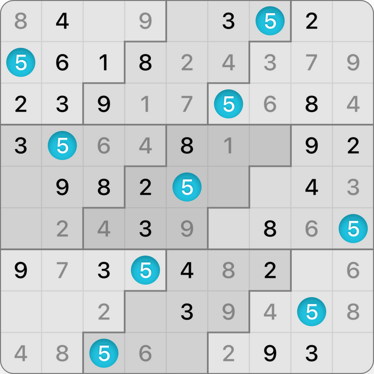 9x9 Stair Steps Sudoku puzzle solving guide step 12.2