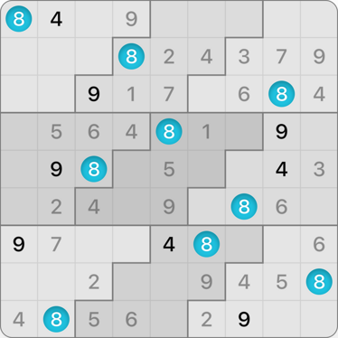 9x9 Stair Steps Sudoku puzzle solving guide step 6.2