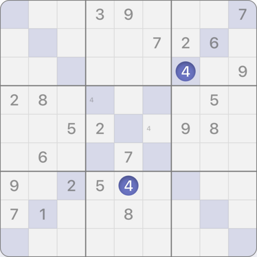X Sudoku with a highlighted 4