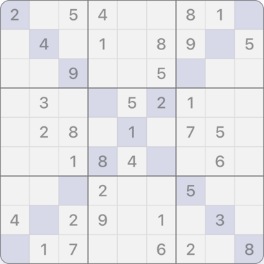 9x9 X Sudoku puzzle solving guide initial board