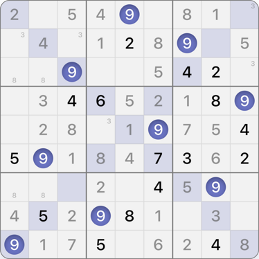 9x9 X Sudoku puzzle solving guide step 10.2