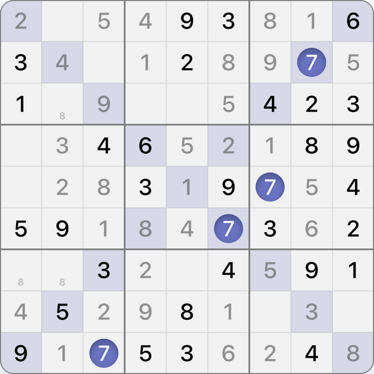 9x9 X Sudoku puzzle solving guide step 12.2