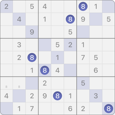 9x9 X Sudoku puzzle solving guide step 2