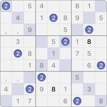 9x9 X Sudoku puzzle solving guide step 4.2