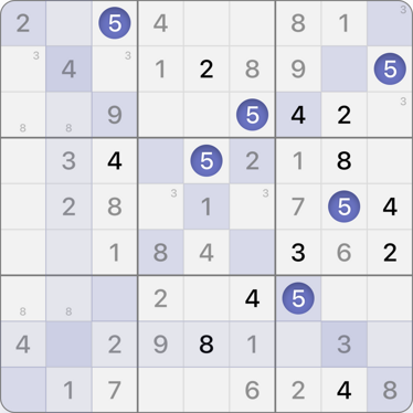 9x9 X Sudoku puzzle solving guide step 8