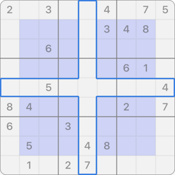 Row and column of a Sudoku game field highlighted