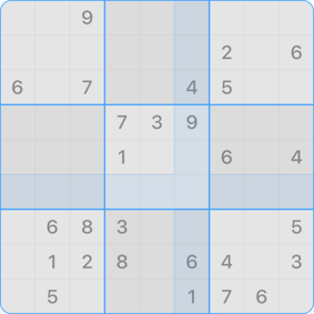 The selection cross on the Sudoku board
